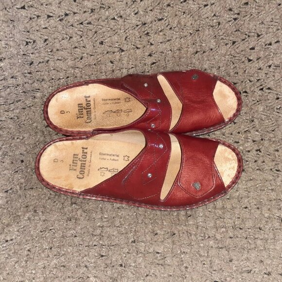 FINN COMFORT-Red Patent Leather Rhinestone Slides-Sz 5D-7 US-Excellent - Picture 6 of 7